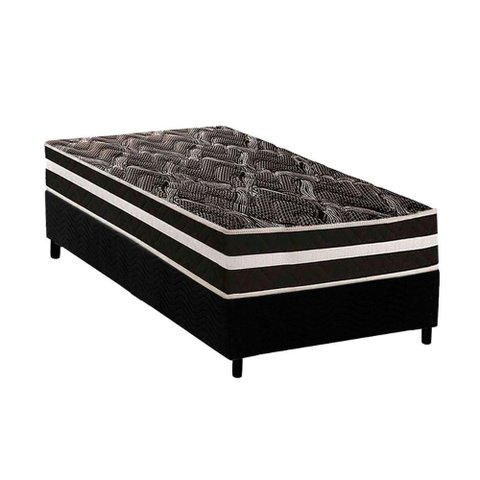 Conjunto Box Solteiro: Colchão Espuma Paropas D28 / Master Ag80 Black Double Face 25 + Base Crc