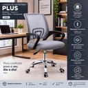 Ver imagem 3 de Cadeira Escritório Plus Cinza Giratória Regulável Home Office Computador