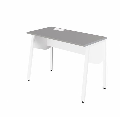 Plataforma de Trabalho Individual 120cm Industrial Tampo Chanfrado com Caixa de Tomadas Executive Cinza Sagrado e Branco