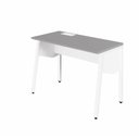 Ver imagem 1 de Plataforma de Trabalho Individual 120cm Industrial Tampo Chanfrado com Caixa de Tomadas Executive Cinza Sagrado e Branco