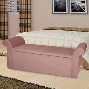 Recamier Baú Viena Casal 140 Cm Suede Rose - MV Estofados Shop