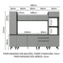 Ver mais imagens de Armário de Cozinha Completa 280cm Cinza Nice 01 Cinza