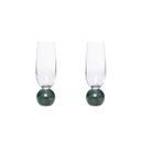 Ver imagem 1 de Jogo 2 Taças para Espumante de Cristal e Mármore Verde 210ml 23112 Mart