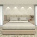 Ver imagem 1 de Cama King 2,01m Cabeceira 3,50m e 2 Mesas sob Medida em Mdf Cor:titânio