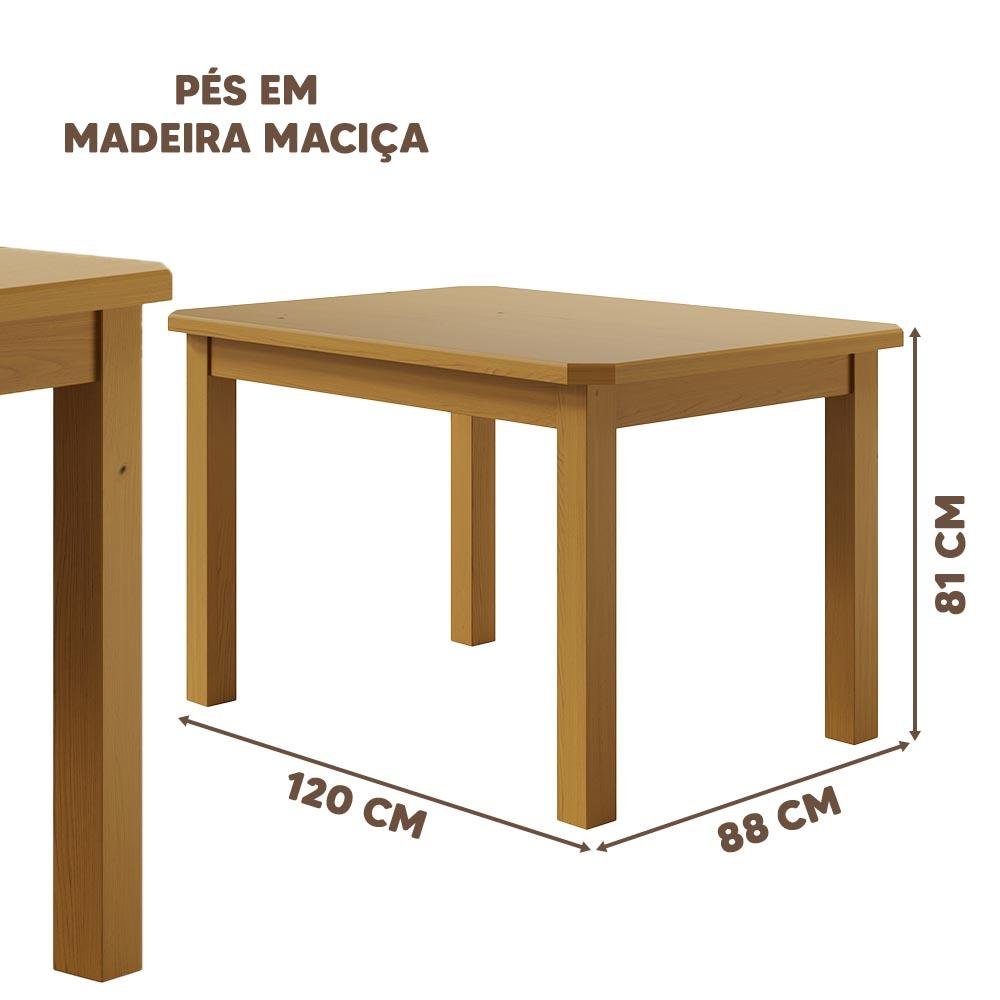 Mesa com 4 Cadeiras Madeira Maciça Estofadas Corino 120cm Marrom Stone Shop Jm - 4