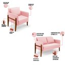Ver imagem 5 de Kit 1 Sofá Namoradeira e 1 Poltrona Lana Suede Rosa Bebê Base de Madeira - D’Rossi