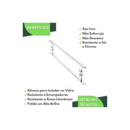 Puxador para Porta de Correr Vidro Madeira Inox 70cm Ms Fs - 7