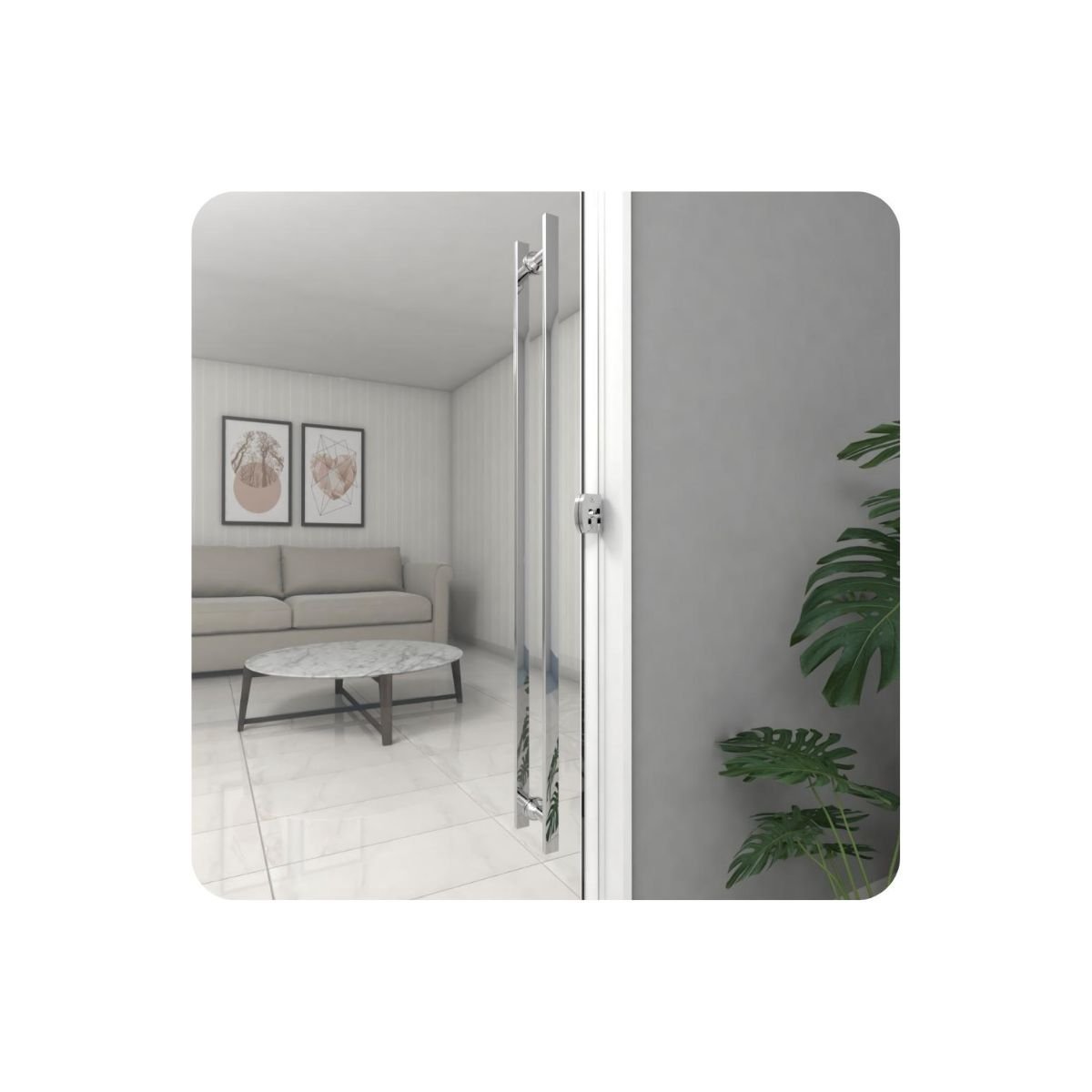 Puxador para Porta de Correr Vidro Madeira Inox 70cm Ms Fs - 2