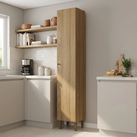 Paneleiro para Cozinha Modulada 1 Porta 214 x 40cm Magnólia Yescasa Naturale Marrom