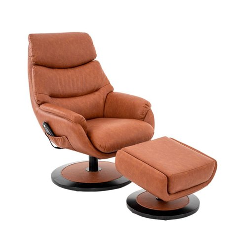 Poltrona de Massagem Reclinável Alasca com Aquecimento Apoio para Os Pés Pu Caramelo G56 - Gran Belo