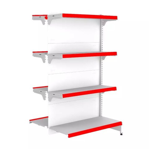 Gondola Centro 137 Fit Continuação Branco 8 Bandeja Pe Vermelho