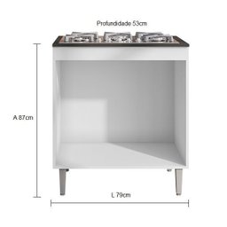 Balcão Gabinete P/ Cooktop 4 ou 5 Bocas 2 Portas - Ajl Móveis:amêndoa/branco - 3