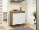 Ver imagem 1 de Balcão Gabinete P/ Cooktop 4 ou 5 Bocas 2 Portas - Ajl Móveis:amêndoa/branco