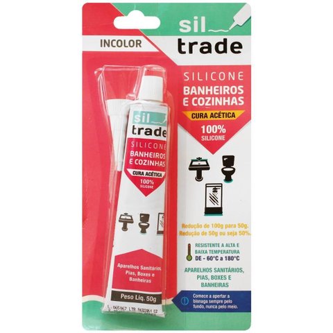 Silicone Banheiros e Cozinhas Incolor 50 Gramas - 1560074 - Sil Trade Silic.dow C.p/banh/coz.inc.50g