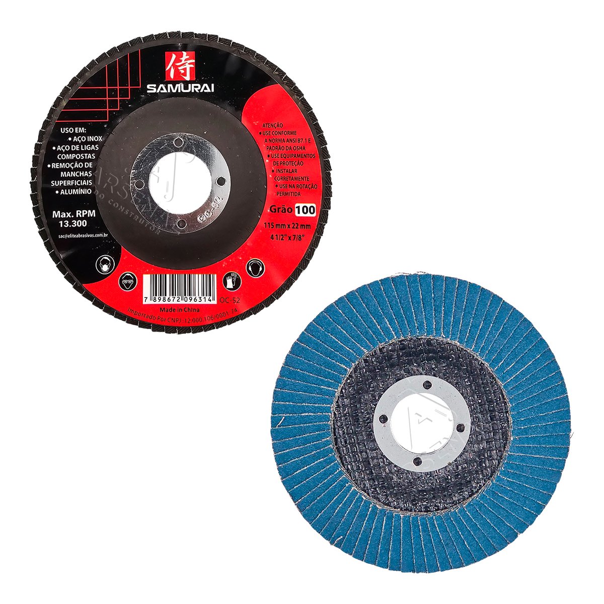 Kit 10 Discos de Lixa Flap de Fibra 115mm 4” Grão 100 - 3