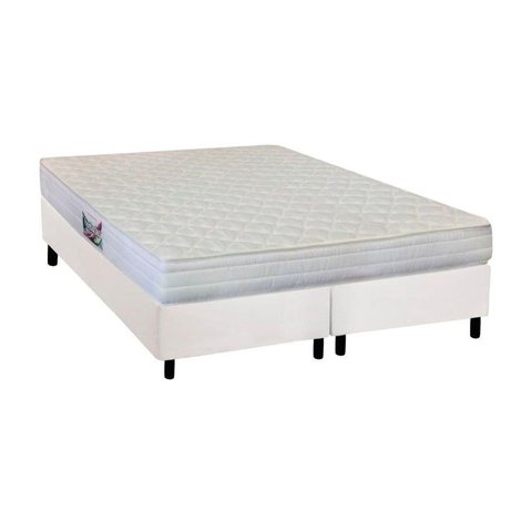 Cama Box Queen: Colchão Anatômico Herval AG65 Firme Frontier + Base CRC Courano White(158x198)