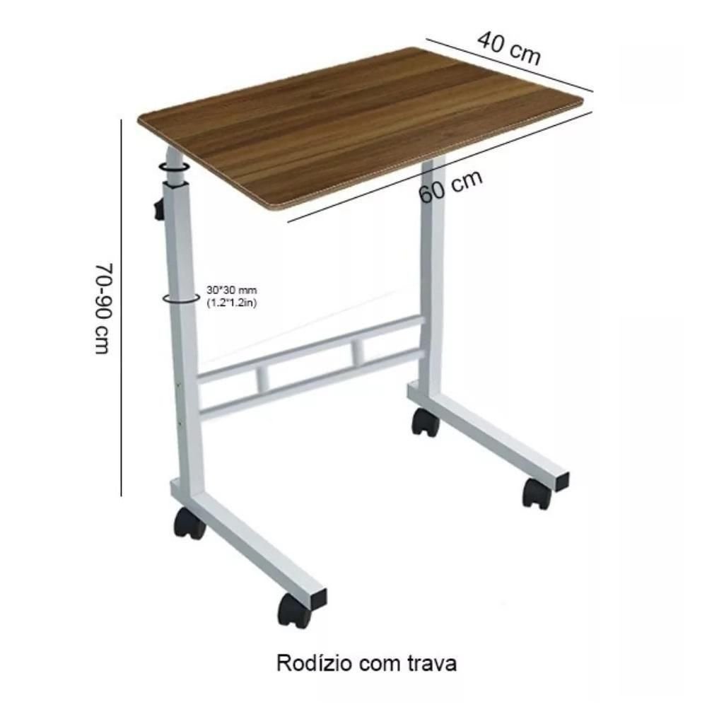 Mesa Notebook Rodinhas Altura Ajustavel Home Office Multifuncional Computador Escrivaninha Sala - 5