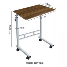 Mesa Notebook Rodinhas Altura Ajustavel Home Office Multifuncional Computador Escrivaninha Sala - 5