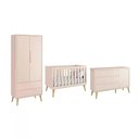 Ver imagem 1 de Dormitório Theo 2 Portas e Cômoda 1 Porta Rosa com Pés Madeira Natural - Reller Móveis Rosa