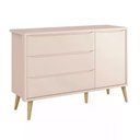 Ver imagem 2 de Dormitório Theo 2 Portas e Cômoda 1 Porta Rosa com Pés Madeira Natural - Reller Móveis Rosa