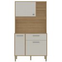 Ver imagem 5 de Armário de Cozinha Compacto Zen 3 Portas 1 Gaveta com Nicho Decorativo 0,90m - Freijó/soft
