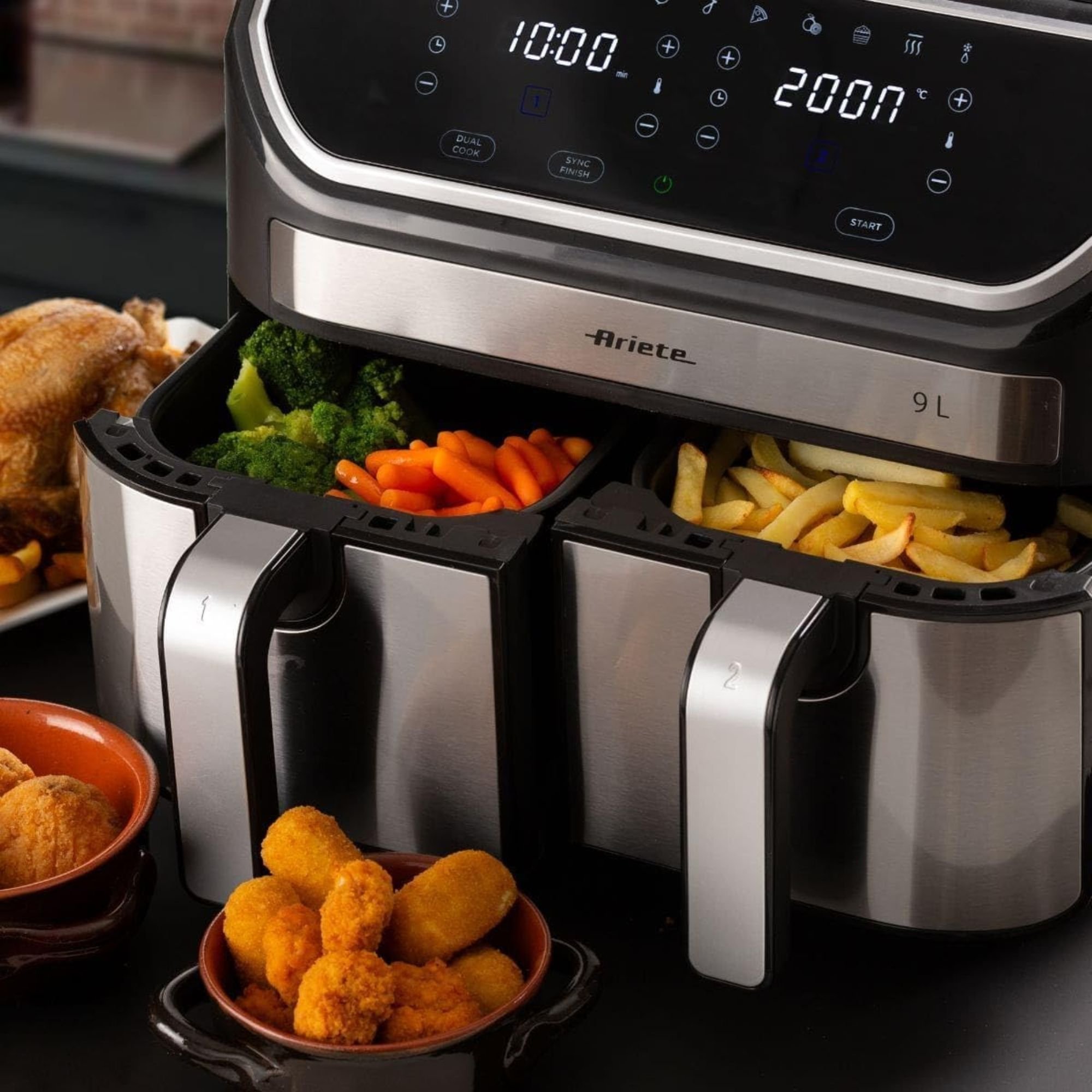 Fritadeira Air Fryer Duo 2 Cestos 4,5l Independentes 9l 220v - 4