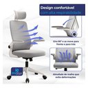 Ver imagem 2 de Cadeira de Escritório Milão Blidshop Ergonômica Giratória Home Office 120kg - Branca e Cinza