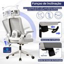 Ver imagem 3 de Cadeira de Escritório Milão Blidshop Ergonômica Giratória Home Office 120kg - Branca e Cinza