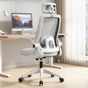 Ver imagem 1 de Cadeira de Escritório Milão Blidshop Ergonômica Giratória Home Office 120kg - Branca e Cinza