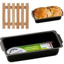 Ver imagem 1 de Forma Assadeira de Pão Retangular Grande Antiaderente 2l + Descanso de Panela Quadrado Madeira