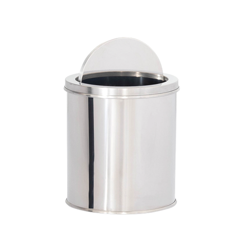 Lixeira em Aço Inox 13l Basculante Redonda 24x25