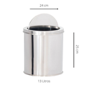 Ver imagem 3 de Lixeira em Aço Inox 13l Basculante Redonda 24x25