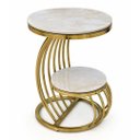 Ver imagem 1 de Mesa Auxiliar Dourada com Tampo em Porcelanato a:50 L:55 P:50