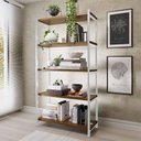 Ver imagem 1 de Estante Industrial 5 Prateleiras 90 cm Imbuia Branco Garen Steel Mobile