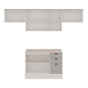 Ver imagem 3 de Cozinha Compacta Iluminata 7 Portas 3 Gavetas 100% Mdf Branco/fendi - Genialflex