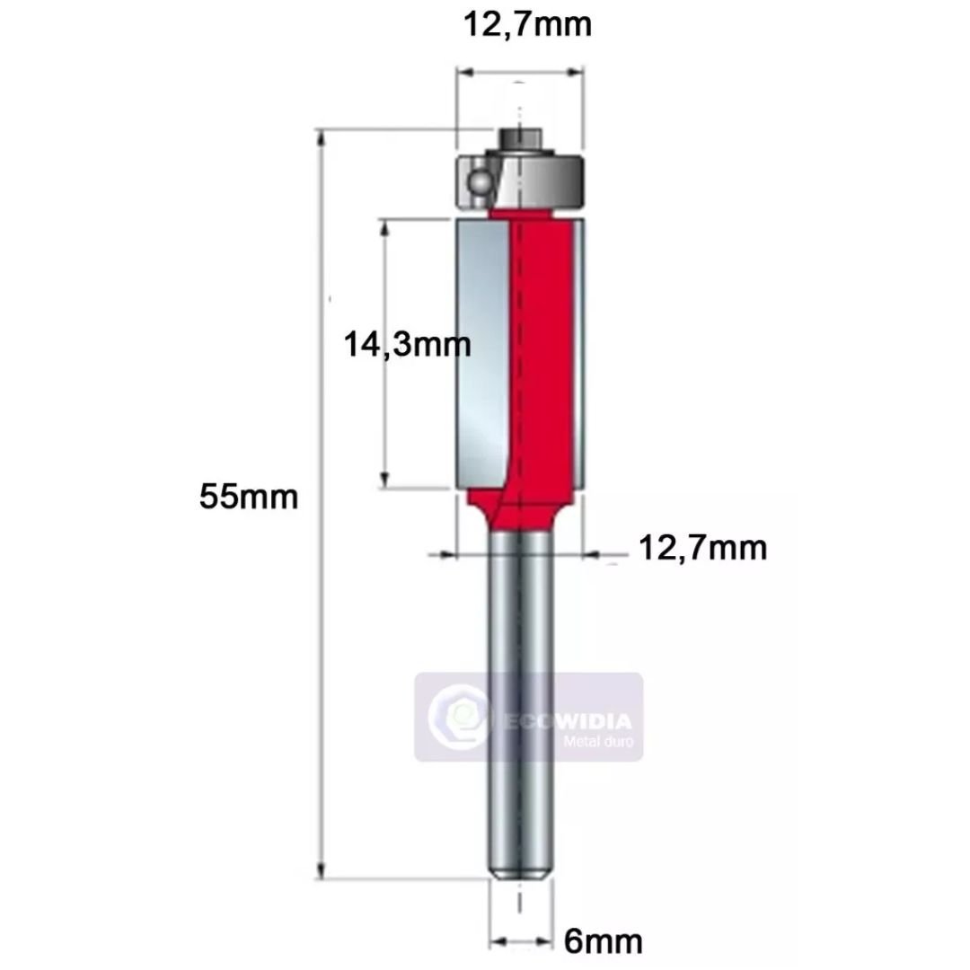 Fresa para Tupia Moldura Arredondada com Rolamento 22.23mm - Htom - 2
