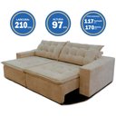 Ver imagem 7 de Sofá Amazonas 2,10 Metros Retrátil com Molas Suede Veludo Light Castor - Sofá na Web