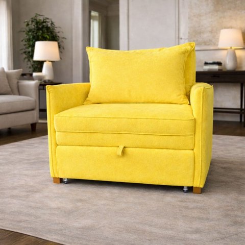 Poltrona Cama Mônica Suede Decorativa Confortável Moderna Sala Quarto Recepção