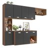 Armário Suspenso Cozinha Estilo Planejado Módulo Único Puxador Concha Nichos Carvalho/grafite- Rpm - 1