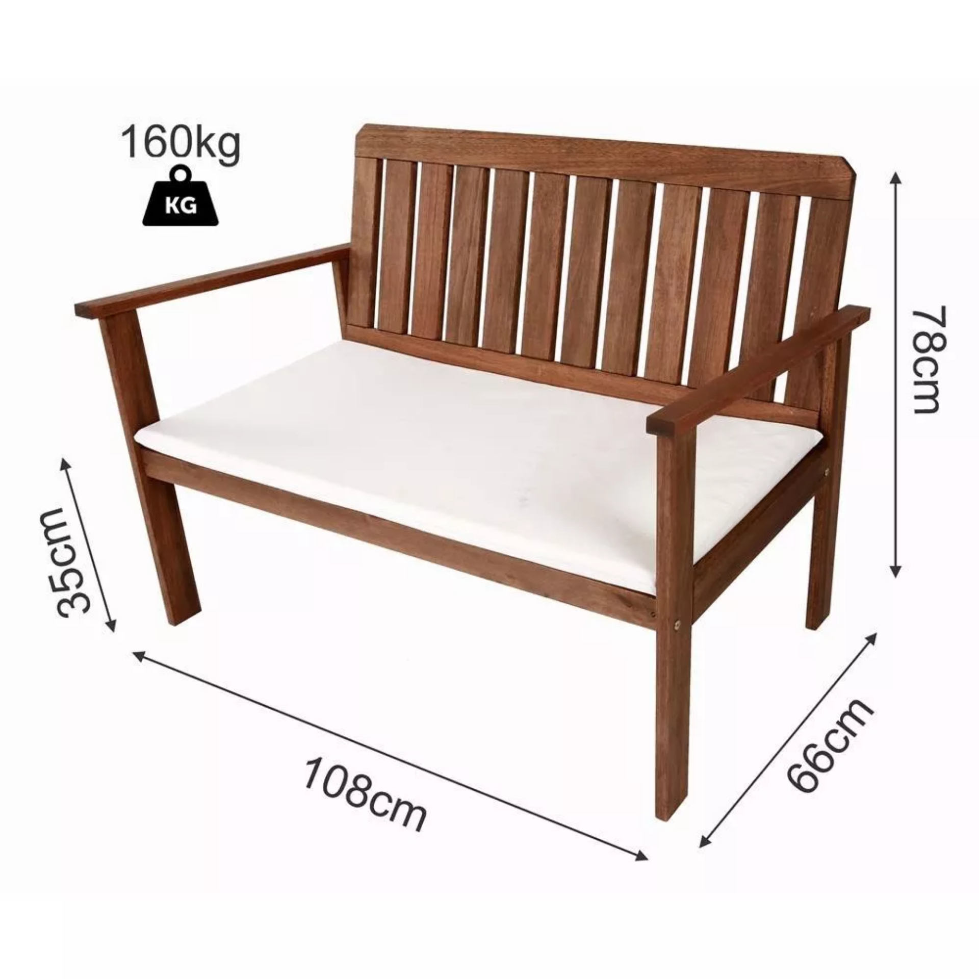 Conjunto para Jardim em Madeira Maciça 1 Banco Namoradeira 2 Poltronas e 1 Mesa de Centro com Almofa - 4