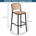 Ver imagem 4 de Banqueta Alta Amis Or Design 103 Cm (alt) Polipropileno Preto Assento Encosto Simulando Palha Preto