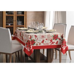 Toalha de Mesa Natal Quadrada 4 Lugares | Karsten - Receita de Noel - 2