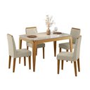 Ver imagem 1 de Conjunto Mesa Jantar Retangular Aurea Tampo Vidro 4 Cadeiras:off White / Ypê