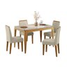 Conjunto Mesa Jantar Retangular Aurea Tampo Vidro 4 Cadeiras:off White / Ypê - 1