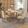 Conjunto Mesa Jantar Retangular Aurea Tampo Vidro 4 Cadeiras:off White / Ypê - 2