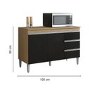 Ver imagem 7 de Armário Aéreo Andréia 80 Cm Balcão de Cozinha com Tampo 100 Cm Preto Amêndoa - Ajl