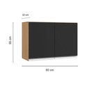 Ver imagem 6 de Armário Aéreo Andréia 80 Cm Balcão de Cozinha com Tampo 100 Cm Preto Amêndoa - Ajl