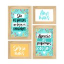 Ver imagem 1 de Kit 4 Quadros com Moldura Frases Colorido Flores Decoração