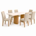 Ver imagem 2 de Conjunto de Sala de Jantar 6 Lugares Isla e Carol MDF 160x80cm Cinamomo Off White e Bege