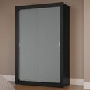 Ver imagem 1 de Guarda-roupa Solteiro 2 Portas de Correr Preto/cinza Milano Madesa Preto/cinza